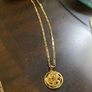 Gold plated lucky dragon pendant necklace